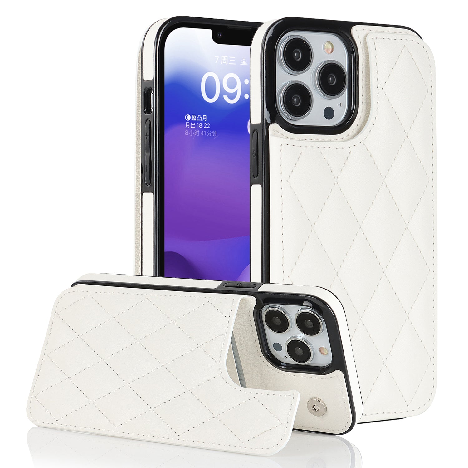 For iPhone 13 Pro Smartphone Case Kickstand PU Leather TPU Card Holder Phone Cover For iPhone 13 Pro Smartphone Case Kickstand PU Leather TPU Card Holder Phone Cover